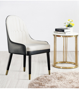 Chaise de salle à manger en cuir blanc de luxe moderne, simple, nordique, créative, entièrement équipée, pour la maison et l'hôtel - Product Image 4