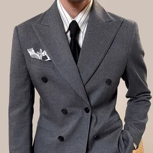 2024 nuevo producto traje clásico italiano para hombre trajes de negocios formales con solapa de doble botonadura