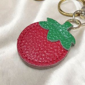 Genuine Leather Light Keychain Cute Tomato & Orange Fruit Pendant Wedding Gift <b>Bag</b> <b>Charm</b> - Product Image 3