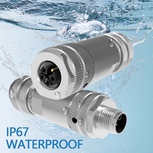 قابس صناعي M12 مقاوم للماء بمعيار IP67، كود K، 4+PE، 5 سنون، موصل تثبيت بالبراغي، معدني بالكامل، محمي، ذكر وأنثى، للتجميع الميداني، معيار DIN - Product Image 3