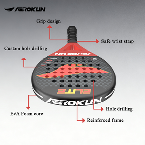 Aerokun Sport Premium Kwaliteit Oem Custom 3K 12K 18K Koolstofvezel Padel Racket Professionele Fabrikanten Afdrukken - Product Image 4