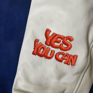 <span class=keywords><strong>Veste</strong></span> universitaire unisexe bleu et blanc en PU et laine vintage imperméable coupe-vent écologique respirante broderie personnalisée - Product Image 5