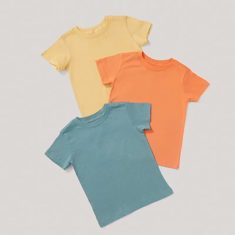 Camiseta infantil de algodão pima, camiseta infantil em branco, camiseta ecológica de manga curta para meninos, roupas infantis de verão