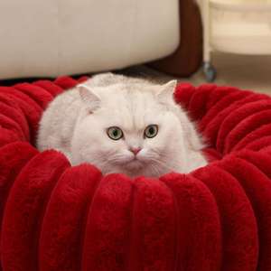 सर्दियों के गर्म पालतू बिस्तर उच्च वजन वाले सीधे खरगोश पैटर्न आधुनिक नकली फर बिल्ली और कुत्ते के घर आरामदायक बिस्तर - Product Image 5