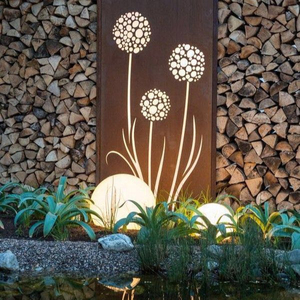 Outdoor Lighting Dandelion Design Corten <strong>Screen</strong> <strong>Leaf</strong> Metal <strong>Screen</strong> &amp; Room Dividers - Product Image 1