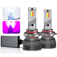 Phares LED bicolores, feux antibrouillard H11 haute puissance rose, H3 violet, H8 blanc, 9006 double tube en cuivre PSX24W/PSX26W 12V 12000 Lumens