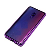 Casing Kaca Tempered Bening Belakang, Bingkai Logam Adsorpsi Magnetik untuk Oppo A31 A8 A5 A9 2020 RENO 2 2Z 2F Realme 3 5 Pro X Lite C2