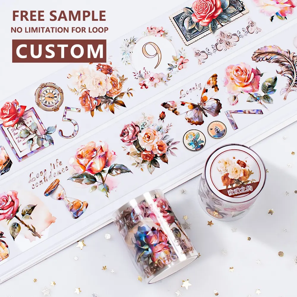 Tùy Chỉnh Hoa Pet Washi Băng Trong Suốt Pet Băng Sticker Không Thấm Nước Rõ Ràng Pet Băng Cho Scrapbooking