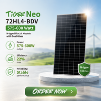 En stock, panneaux solaires bifaciaux Jinko 590W BDV N-Type à double vitrage, module PV haute puissance de niveau 1 avec garantie de 25 ans