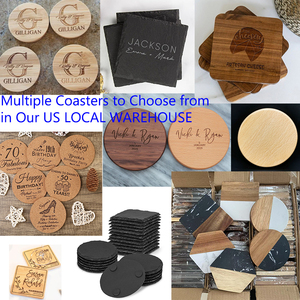 Sous-verres en bois de bambou, noyer et hêtre, ronds et carrés, gravés, style rustique, pour gravure laser, vente en gros, livraison gratuite - Product Image 3