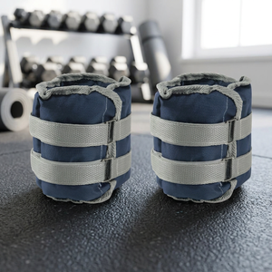 FitLover Adjustable Set 2 Ankle Wrist <b>Weights</b> Custom Size (2kg + 2kg) Iron <b>Fabric</b> Material Blue Gray Rectangle Shape for - Product Image 3