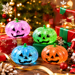 Pelota Antiestrés de Lujo de Calabaza de Halloween, Rellena de Purpurina, Juguete Blandito de TPR para Apretar, Lindo Jack-o'-lantern, Juguete Sensorial de Descompresión para Niños y Adultos - Product Image 2