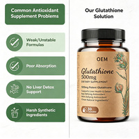 Capsules de glutathion 500 mg, soutien de la fonction hépatique, formule de détoxication, 30 unités