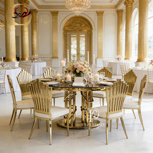 Mesas Redondas Modernas, Románticas y Elegantes de Acero Inoxidable Dorado con Cristal de Espejo de Buena Calidad para Uso en Hoteles - Product Image 5