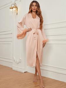 Rắn cami ăn mặc và Thắt lông satin áo choàng thanh lịch Đảng sang trọng đêm Dresses - Product Image 2