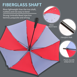 Parapluie de golf automatique robuste et durable de grande taille (62/68/72 pouces) rouge et blanc avec impression de logo sur le sac de golf - Product Image 5