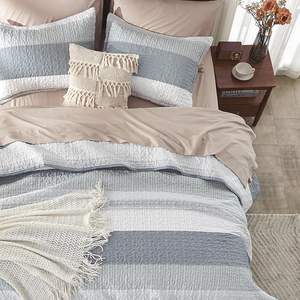 Juego de edredón de verano a bajo precio a rayas grises, <span class=keywords><strong>colchas</strong></span> de estilo Simple para hombres, colcha de dormitorio de poliéster de alta calidad - Product Image 6
