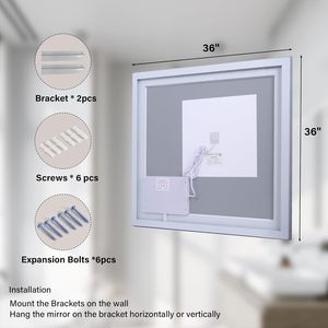 Miroir lumineux intelligent LED 36x36 pouces - Anti-buée avec capteur tactile, éclairage 3 couleurs et fonction de mémoire à intensité variable - Product Image 3