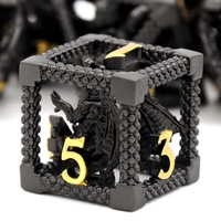 LuxeRoll Void Wyrm – Ensemble de dés métalliques creux 7 pièces, dés polyédriques 3D Dragon à l'intérieur pour D&D, jeux de rôle de table, avec boîte de rangement