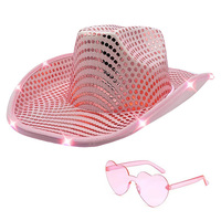 Cappello da Cowboy/Cowgirl Personalizzato con Paillettes Luminose a LED per Feste, Festival e Attività all'Aperto