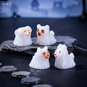 Figur Miniatur Resin Hewan Hantu Bercahaya dalam Gelap, Lukisan Tangan Artistik DIY, untuk Pesta Halloween dan Lanskap Mikro - Product Image 5