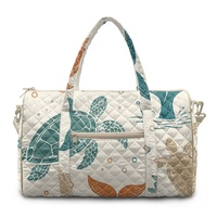 Sac de voyage matelassé personnalisé avec imprimé tropical tortue et baleine Hawaïenne, style Art Déco floral, pour le shopping, les voyages et le transport quotidien