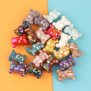 สินค้ามาใหม่ลูกปัดอะคริลิคพิมพ์ลายหมีแบบตรงไล่ระดับสีสำหรับทำเครื่องประดับ DIY โซ่และปากกาโทรศัพท์มือถือ - Product Image 1