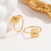 Drops hipping 18 Karat Gold Initial Custom Gravierte Ringe Gravur Name Ring Square Zarte Frauen Personal isierter Schmuck