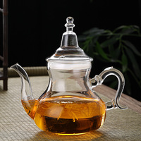 Infuseur à thé portable de grande capacité en verre transparent résistant à la chaleur en borosilicate de haute qualité, style marocain, fait à la main, écologique