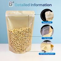 Bolsa de Papel Kraft Reutilizable Lebei con Ventana Transparente en un Lado, Bolsas con Cierre para Almacenamiento de Aperitivos, Granos y Arroz