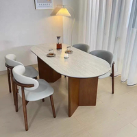 Ensemble table à manger ovale moderne de luxe en bois massif Table à manger en bois avec 4/6 chaises
