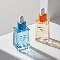 Luxe Transparent Carré 30ml 60ml Sérum Essentiel Cuticule Huile clair Verre Compte-gouttes Cosmétique Soins De La Peau Bouteilles avec Boîte D'emballage