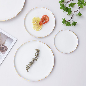 Assiette Ronde en Céramique Blanche Nordique de 12 Pouces, Assiette Créative pour Steak et Pâtes, Plat à Beurre Peint à la Main, Style Occidental - Product Image 2