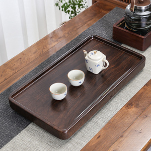 Plateau à thé en bambou 52x28cm, design de drainage concave pour table à thé à domicile, style moderne et minimaliste - Product Image 3