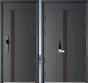 Porte di sicurezza in acciaio moderno anti-ladro ignifugo smart lock in lega di alluminio zinco ingresso in acciaio inox all'aperto