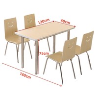 Ensemble de table et chaises de salle à manger commerciales modernes, dossier Smiley, assise en bois, pieds en métal, pour restaurants, cafés, cantines scolaires, vente en gros, OEM