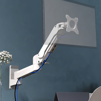 Support de moniteur LCD industriel compatible VESA à bras unique T8-GA02-W capacité de 15Kg bras à ressort à gaz mural à 90 degrés nouveau