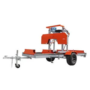 Mobile Timber King Gas Sawmill Log Cutting Wood Machine Portable Woodworking Horizontal Band Saw Mill