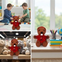 Jouet en peluche personnalisé, castor en peluche, jouet en peluche doux avec chemise rouge et impression de logo