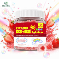 Qbioflex OEM Gummies multivitaminés liquides aromatisés à la fraise avec Oméga-3 D3 K2 Calcium pour un système immunitaire amélioré