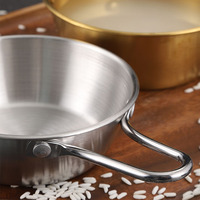 Bol de cuisine coréen en acier inoxydable poli 304, doré, avec poignée, pour mélanger kimchi, soupe, riz, salade et nouilles
