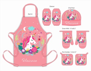 Meita casa LOGO per bambini grembiule per cucina chef cappello set personalizzato cucina stampata grembiule da cucina - Product Image 1