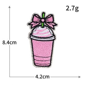 New Hot Iron on Sliver Glitter Edge Embroidered Tall Cup Summer <b>Drink</b> Red Wine Cup Patch for <b>Hat</b> Bag Decoration - Product Image 6