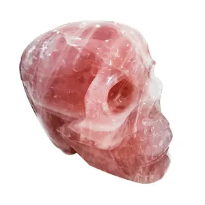 126千克玫瑰石英头骨超大天然玫瑰石英手工雕刻独特的宏伟头骨雕塑