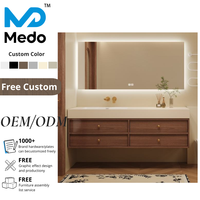 Hôtel moderne pour salle de bain ensemble de vanité armoire en contreplaqué lavabo miroir pour la maison usage commercial dalle lavabo lumières incluses