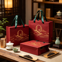 Sacs en papier de luxe personnalisés de haute qualité pour cadeaux, boîtes à thé haut de gamme, avec options de logo et de marquage de l'entreprise
