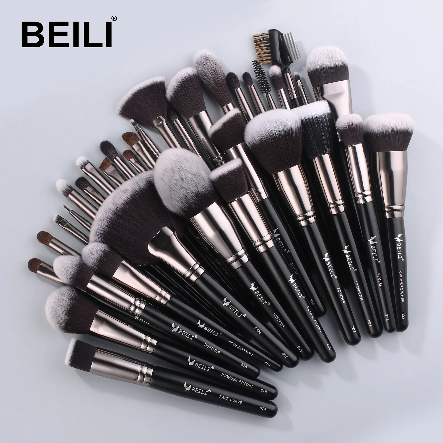 BEILI brush sets makeup 35PCS Black Makeup Brushes Kits Wood Handle Box Packing Accept Private Label Customize makeup brush set