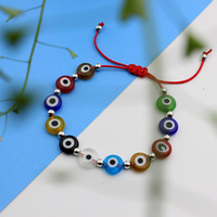 Bracelet réglable pour femme, style bohème chrétien, avec perles en verre filé et breloque œil en verre émaillé, fait main, cadeau de fête