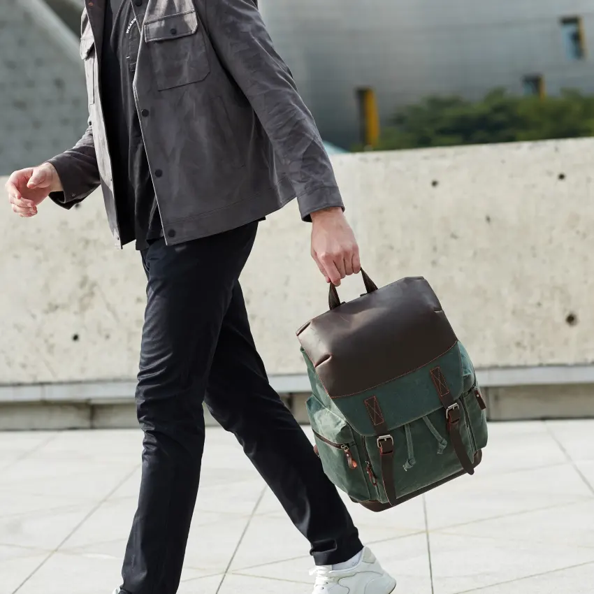 Stokta Nerlion keten sırt çantası yüksek kalite dayanıklı deri çoklu fonksiyon su geçirmez dizüstü klasik Retro erkekler sırt çantası