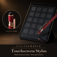 Stylo bille en aluminium doux au toucher, avec clip or rose, pour écran tactile, impression de logo, vente en gros